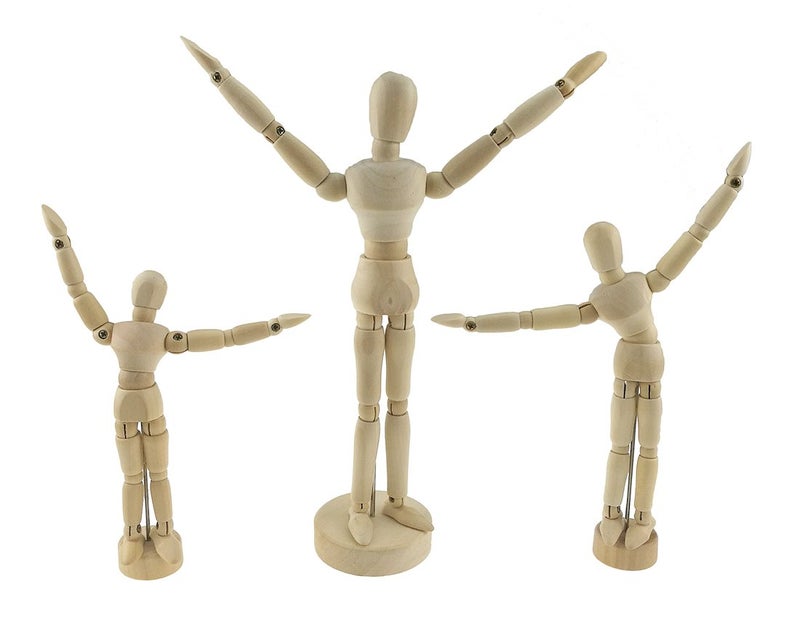 Unigift Set of 3 Wooden Pine Movable Joint Family Model for Art Mannequin Sketch Reference Home Decor(Daddy Mommy Child) - Image 2